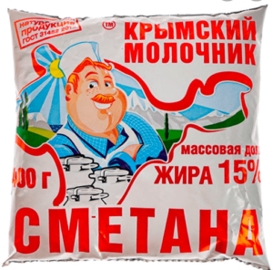 Сметана 0,4 кг 15% плен. ТМ Крымский Молочник