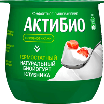 АктиБио Биойогурт термостатный обогащ. Клубника 1,7% 160г Ф.ст ГЛ8 (шт.)