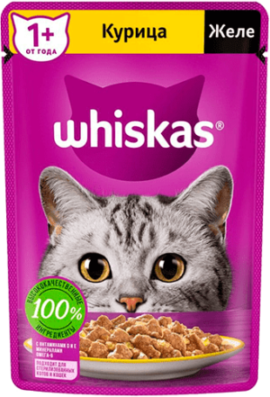 Whiskas Пауч 75г Желе Курица