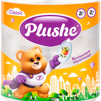 PLUSHE Полотенца Classic 2шт 2сл 13,2м БЕЛОЕ с тиснением