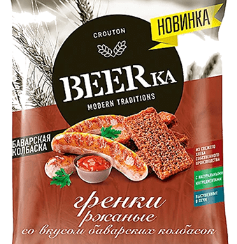 Гренки ржан.BEERka 60г Баварская колбаска