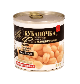 Фасоль белая натуральная "Кубаночка" ж/б 400г (шт.)