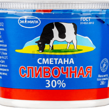 Эко Сметана Экомилк "СЛИВОЧНАЯ" мдж 30%  180 гр