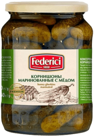 FEDERICI Корнишоны маринованные с медом 720 мл, уп х 6, ст/б