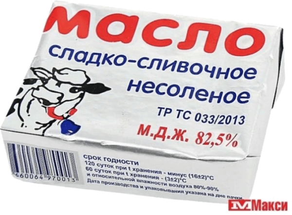 Масло Традиционное сладко-сливочное  несоленое  82,5% жира 180 гр ТМ Артек