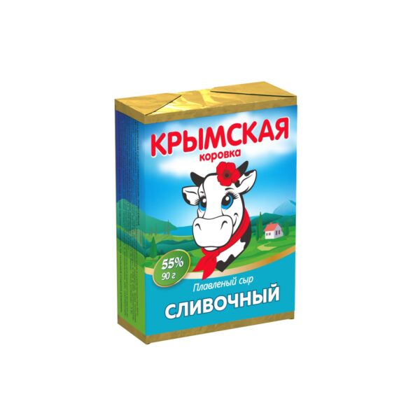 Сыр плавленый "Сливочный" 45%, фас. 90гр.фольга, ТМ "Крымская коровка"