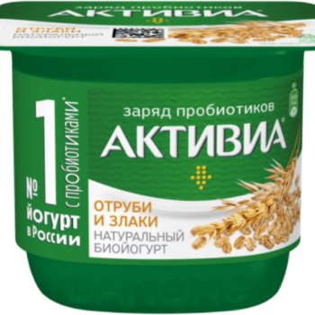 АктиБио Биойогурт обогащенный, отруби злаки 2,9% 130г Ф.ст. ГЛ12 (шт.)