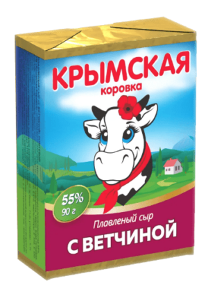 Сыр плавленый "С ветчиной" 40%, фас. 90гр.фольга, ТМ "Крымская коровка"