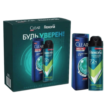 Под. Набор REXONA MEN+CLEAR Будь уверен (дез.аэр 150мл + шамп.б/о 200мл)