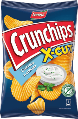 ЛОРЕНЦ Риф.карт.чипсы “Crunchips X-Cut” СМЕТАНА/СПЕЦИИ 70г/14шт